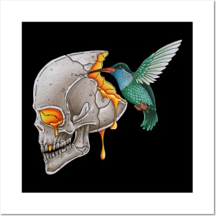 Hummingbird and skull Posters and Art